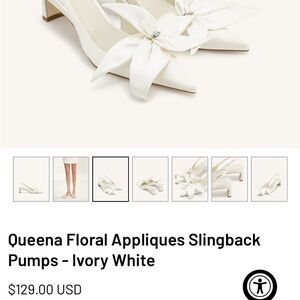 JW PEI Queena Floral Appliques Slingback Pumps Ivory White